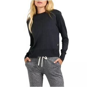 NWT Vuori Daydream Crew Neck Sweatshirt Black Heather Performance Active Size XS